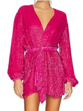 Retrofete Gabrielle Hot Pink Sequin Robe Dress